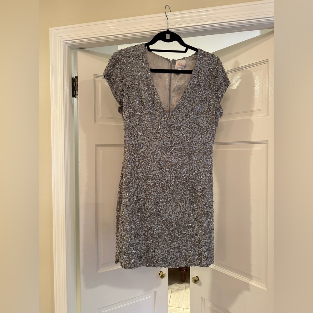 Parker Glittering Gray Mini Dress
